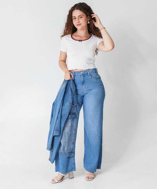 Image_Calça Jeans Wide Leg Feminina Marisa Azul