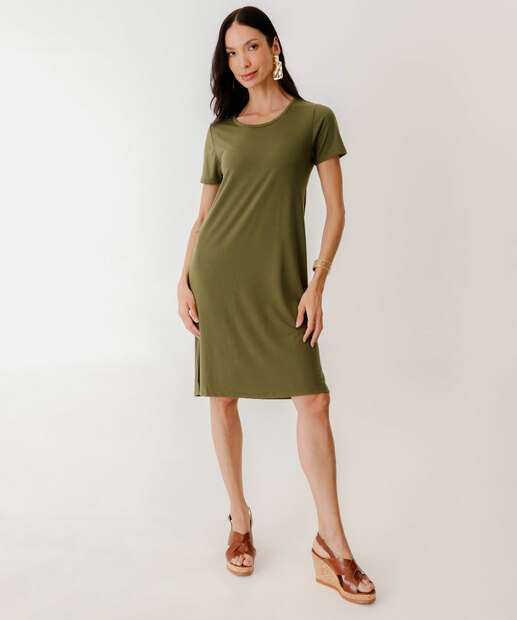 Vestido Feminino Básico Manga Curta Marisa