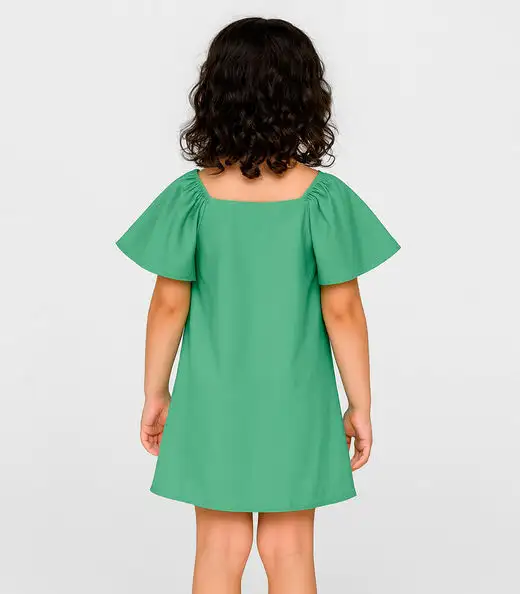 Vestido Infantil em Viscose Infinita Cor Verde