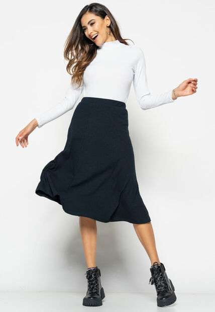 Image_Blusa  Gola Alta Manga Longa Malha Canelada Branco