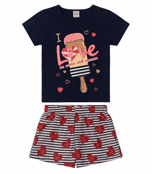 Conjunto Infantil Feminino Picolé Rovitex Azul