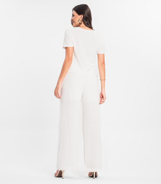 Conjunto Blusa Com Calça Pantalona Endless Bege