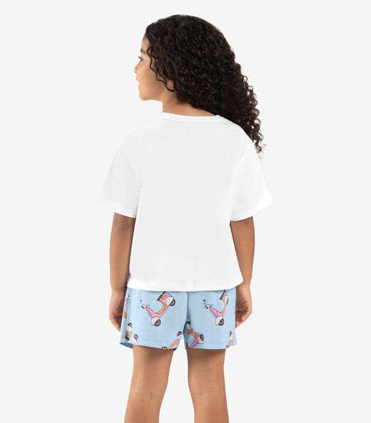 Pijama Infantil Menina Meia Malha Rovi Kids Branco