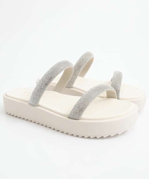 Tamanco Feminino Flatform Tiras Moleca Branco