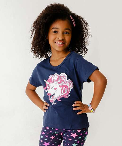 Camiseta Infantil Estampa Unicórnio Marisa Tam 4 a 10