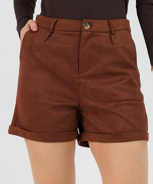Short Feminino Alfaiataria Marisa Marrom