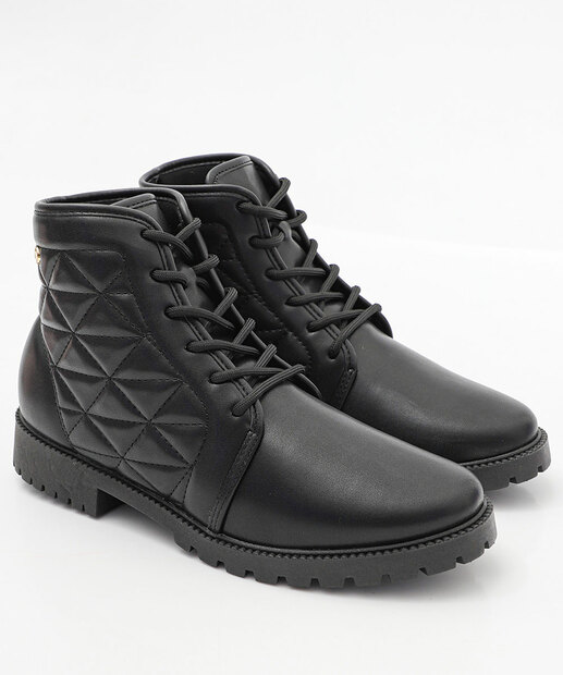 Bota Feminina Coturno Cano Curto Via Uno Preto