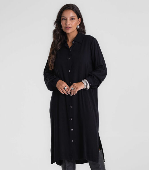 Vestido Chemise Feminino Liso Endless Preto