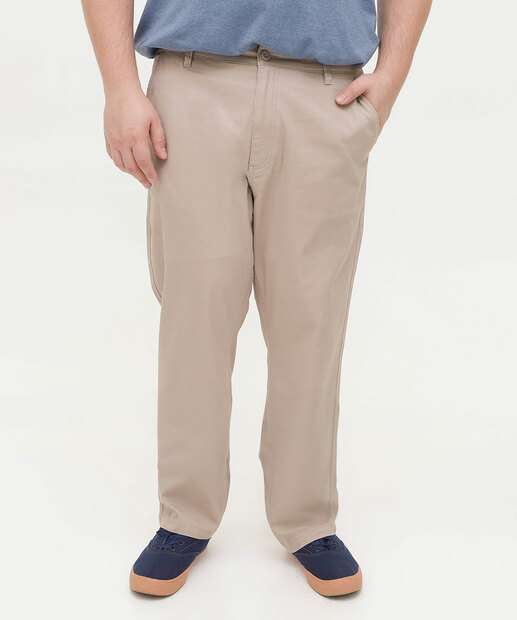 Calça Plus Size Masculina Slim Sarja Chino MR