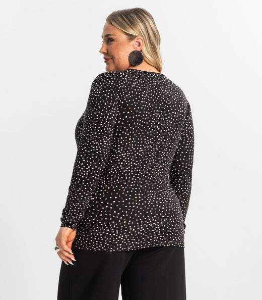 Blusa Feminina Manga Longa Plus Size Secret Glam Preto