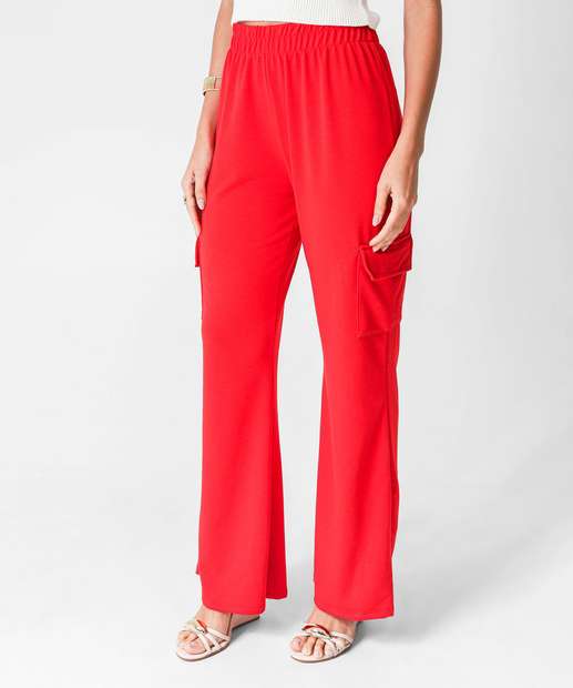Calça Moletinho Feminina Cargo Marisa Vermelho