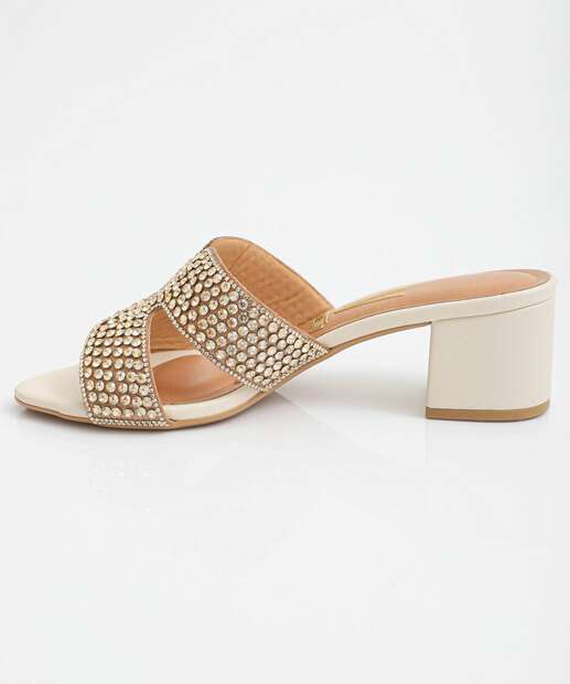 Tamanco Feminino Salto Grosso Strass Vizzano