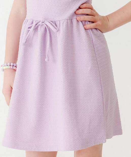 Vestido Infantil Manga Curta Textura Marisa Tam 4 a 10