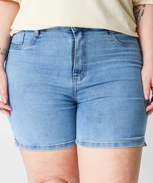 Bermuda Plus Size Feminina Jeans Sawary Azul
