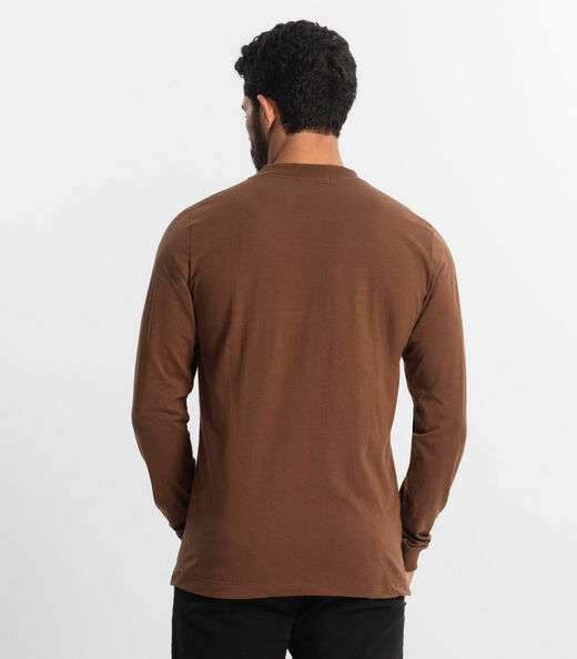 Camiseta Masculina Manga Longa Diametro Marrom