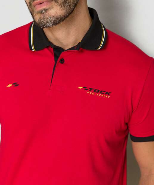 Polo Masculina Estampa Frontal Manga Curta Stock Car