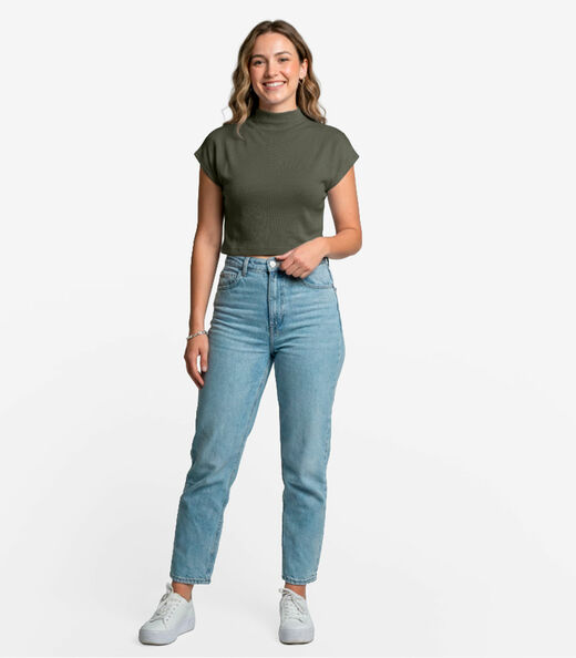 Blusa Feminina Com Gola Chaminé Select Verde