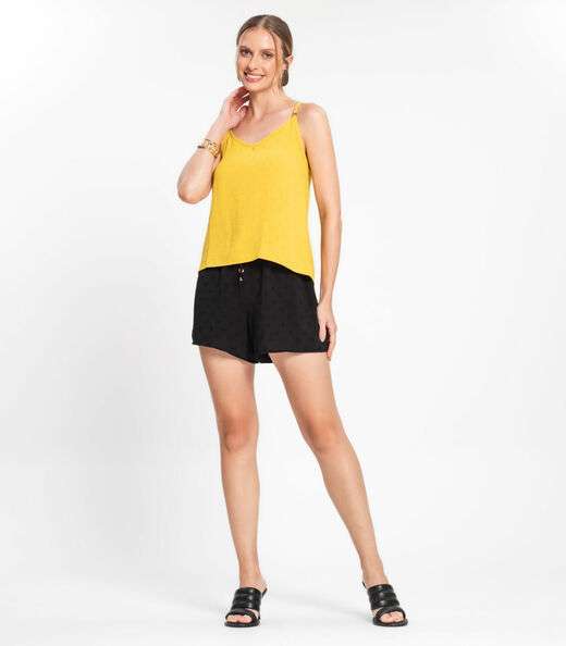 Blusa De Alça Regulável Em Air Flow Poá Rovitex Amarelo