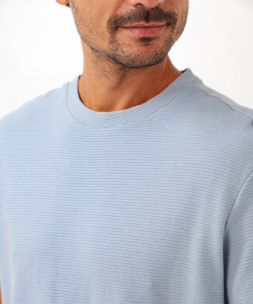 Camiseta Masculina Textura Manga Curta Marisa Azul