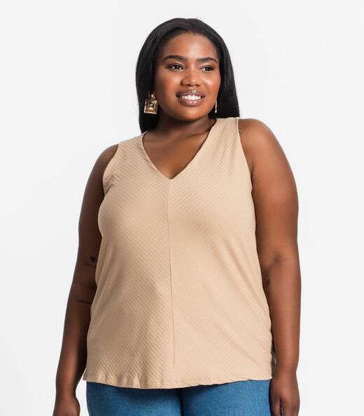 Regata Feminina Plus Size Secret Glam Marrom