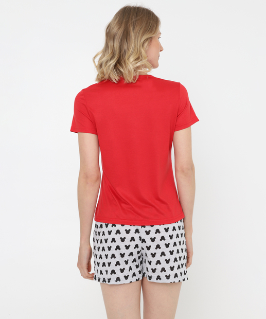 Pijama Feminino Estampa Mickey Disney Vermelho