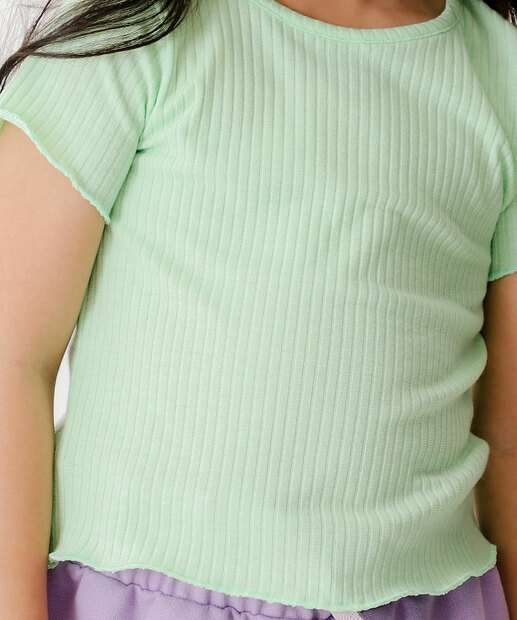 Blusa Infantil Canelada Manga Curta Tam 4 a 10