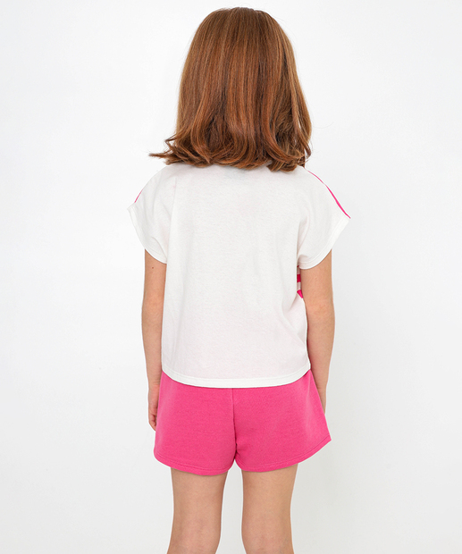 Conjunto Infantil Estampa Stitch Disney Tam 4 a 10 Off White