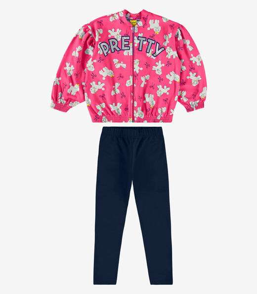 Conjunto Infantil Jaqueta Com Legging Rovi Kids Rosa