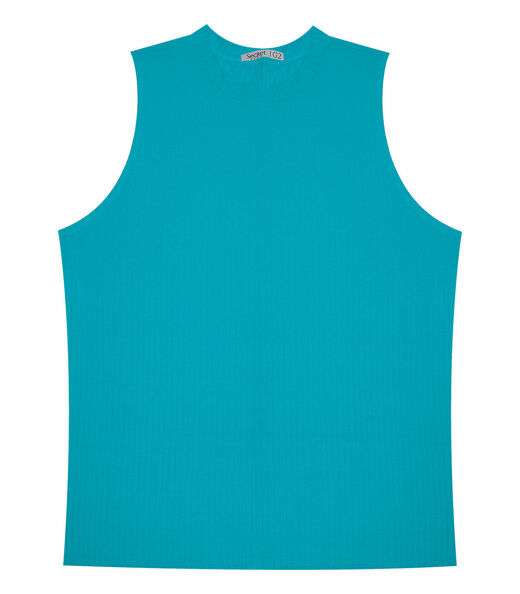 Regata Plus Size Em Ribana Canelada Secret Glam Azul