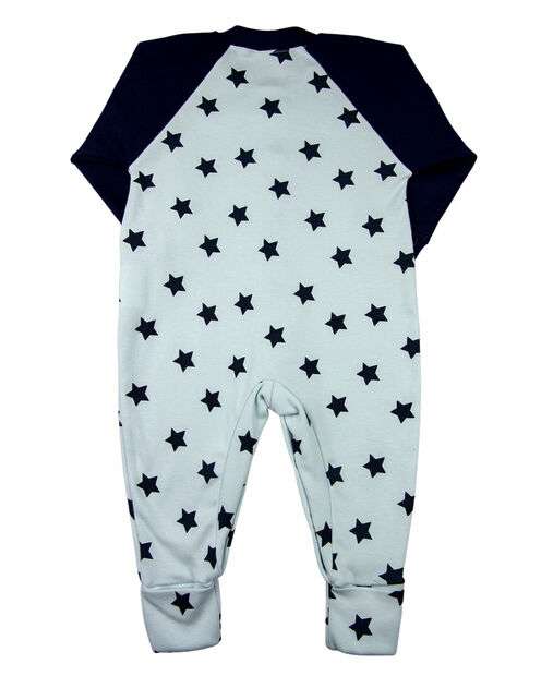 Macacão Bebê Suedine Estampado Estrelas - Azul