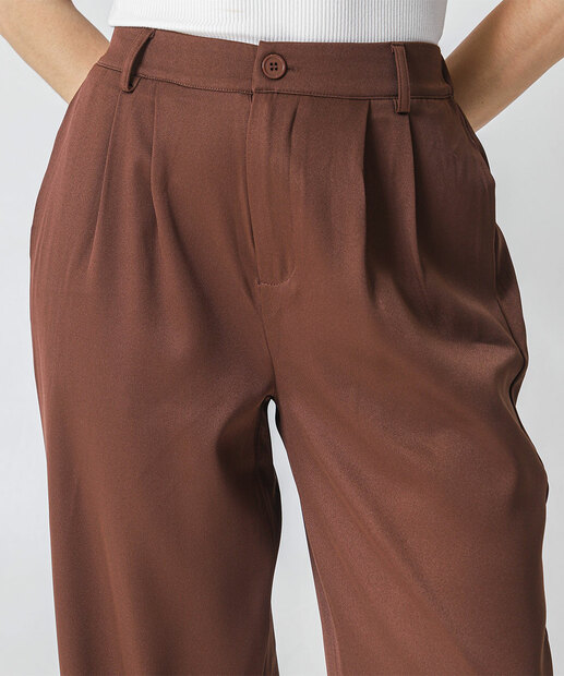 Calça Feminina Reta Alfaiataria Marisa Marrom