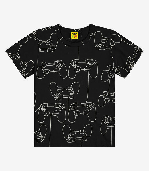 Camiseta Infantil Meia Malha Rovi Kids Preto