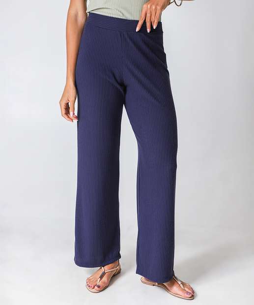 Image_Calça Reta Feminina Canelada Marisa Azul