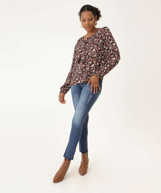 Calça Jeans Skinny Puídos Feminina