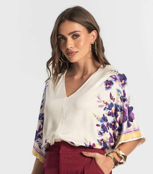 Blusa Feminina Com Manga Ampla Endless Bege