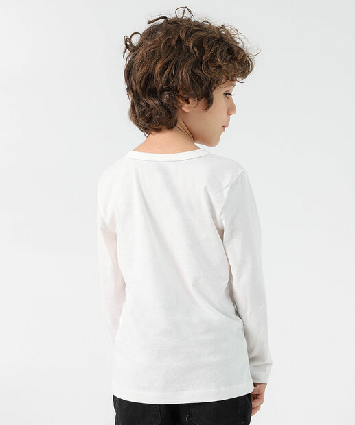 Camiseta Infantil Sonic Manga Longa Marisa Branca 