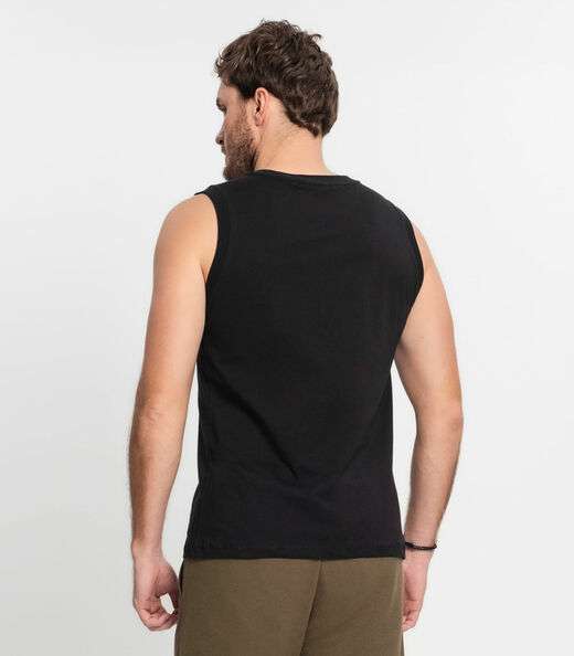 Regata Masculina Básico Meia Malha Diametro Preto