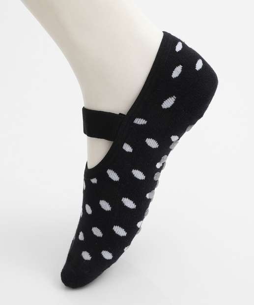 Meia Sapatilha Feminina Antiderrapante Marisa Preto