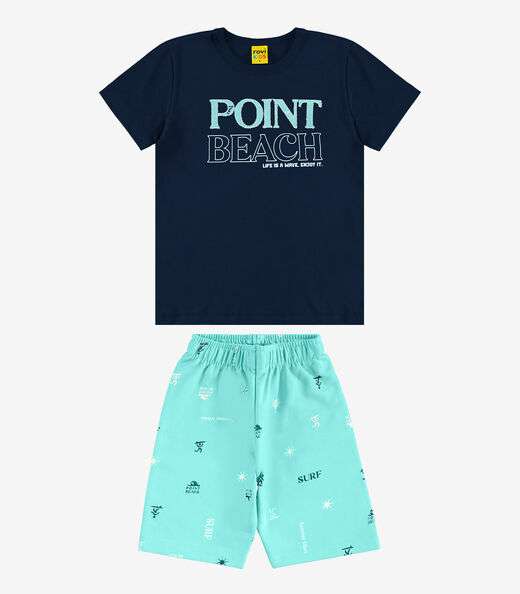 Conjunto Infantil Camiseta Com Bermuda Rovi kids Azul
