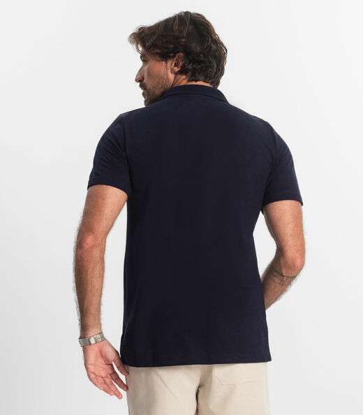 Polo Masculina Pique Diametro Azul