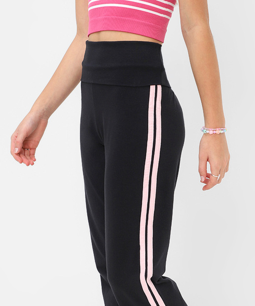 Calça Juvenil Flare Cotton Listras Marisa Tam 10 a 16 Preto