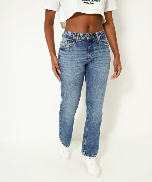 Calça Jeans Reta Feminina Bolsos Marisa