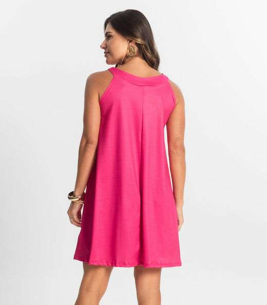 Vestido Feminino Curto Em Liganete Select Rosa