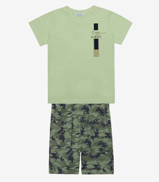 Conjunto Infantil Camiseta Com Bermuda Trick Nick Verde