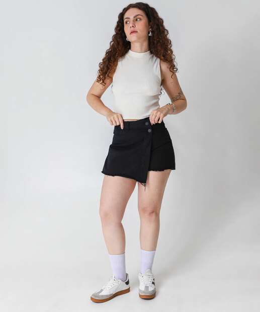 Image_Short Saia Feminino Sarja Preto