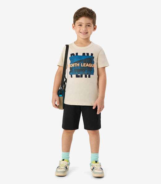 Camiseta Meia Malha Infantil Rovi Kids Bege