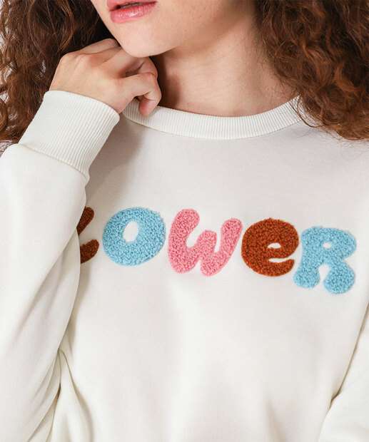 Blusão Feminino Moletom Flanelado Marisa Off White