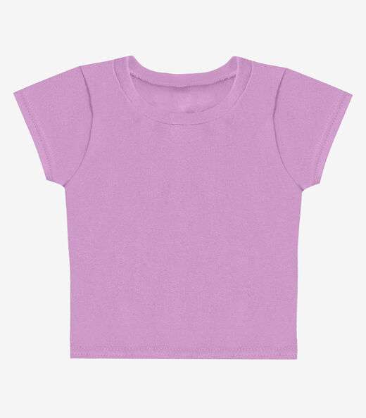 Blusa Básica Infantil Manga Curta Lisa Soletex Roxo