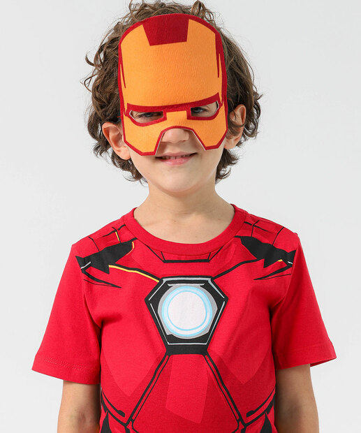 Camiseta Infantil Fantasia Homem De Ferro Marvel Tam 4 a 10