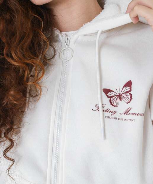 Casaco Feminino Moletom Flanelado Marisa Off White